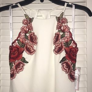 Midi white dress with flower detailing
